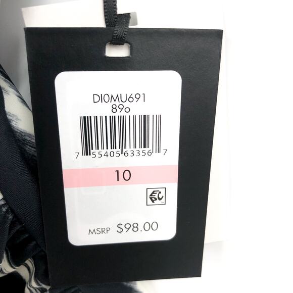 DKNY Ruffle One-piece Swimsuit Size 10 Black White Zebra Tummy Control NWT - Picture 7 of 12